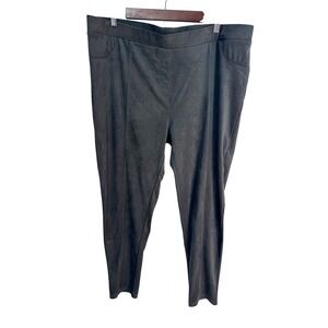 Soft Surroundings 1X Gray Pants Women's Faux Suede Leggings
